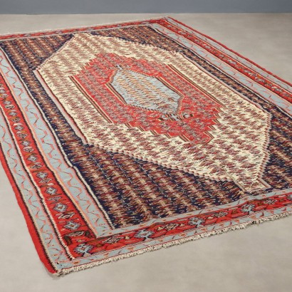 Antique Asian Carpet Cotton Extra-Thin Knot Handmade 118 x 79 In