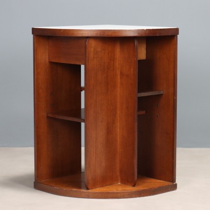 Vintage Cabinet Wood White Glass Design Italy 1960s-1970s