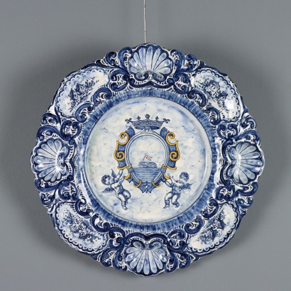 Antique Large Plate Alba Docilia Majolica Albisola Italy 1930s