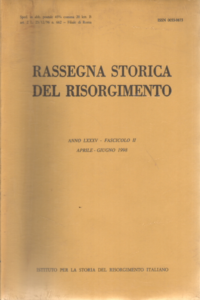 Rassegna storica del Risorgimento anno LXXXV fas, AA.VV.