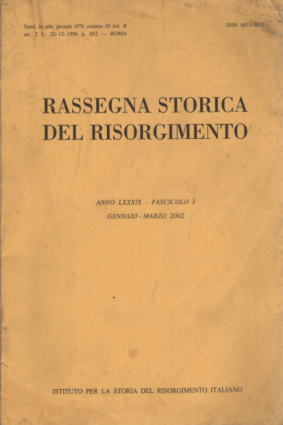 Rassegna storica del Risorgimento anno LXXXIX fa, AA.VV.