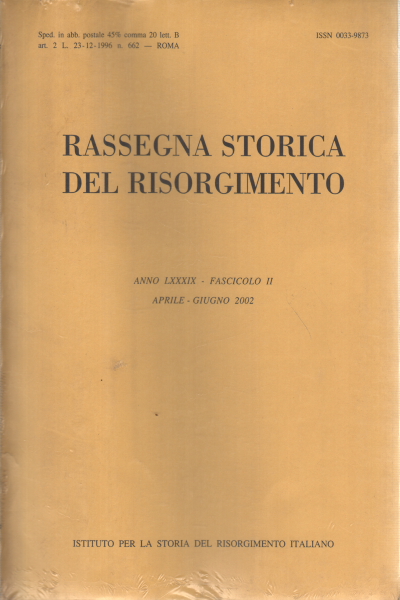 Rassegna storica del Risorgimento anno LXXXIX fa, AA.VV.