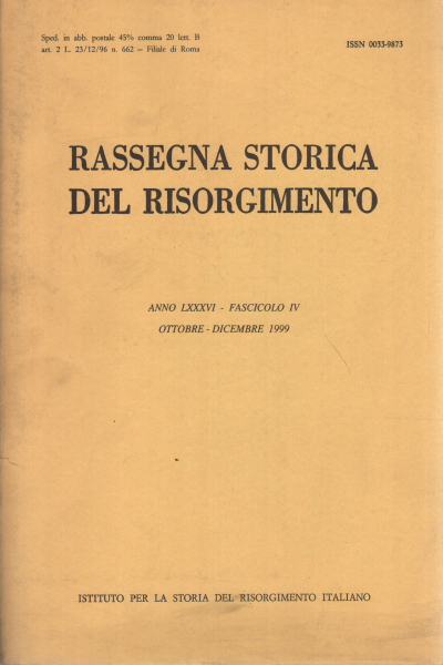 Rassegna storica del Risorgimento anno LXXXVI fa, AA.VV.