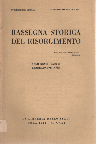 Rassegna storica del Risorgimento anno XXVII fas, AA.VV.