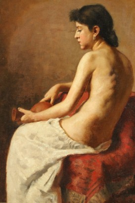 l'art du XIXe siècle, 800, 1800, fin XIXème, Pier Celestino Gilardi (1837-1905), portrait, femme, femme nue, cruche, Jarre, peintures à l'huile, huile sur toile, #arte, #ottocento, #dimanoinmano