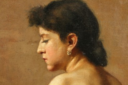 19. Jahrhundert Kunst, 800, 1800, spätes 19. Pier Celestino Gilardi (1837 – 1905), Portrait, Frau, nackte Frau, Krug, Krug, Ölgemälde, Öl auf Leinwand, #arte, #ottocento, #dimanoinmano