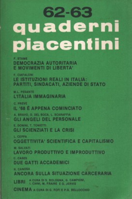 Quaderni piacentini, anno XVI, n. 62-63, aprile 1977