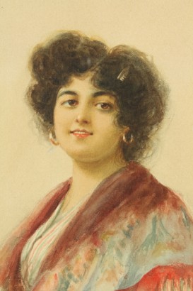 Umberto Zini (1878-1964), Ritratto di giovane donna con scialle