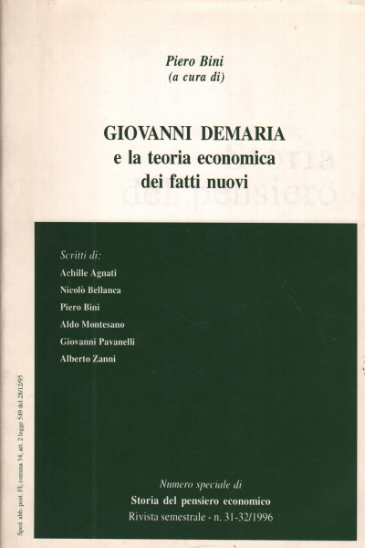 Giovanni Demaria e la teoria economica dei fatti n, Piero Bini