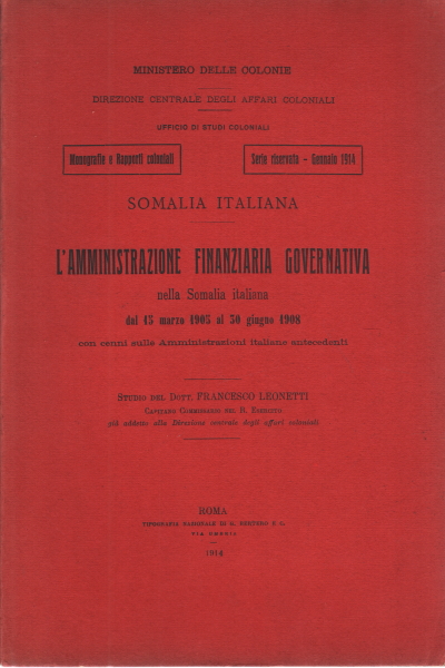 Somalia italiana - L'amministrazione finanziaria , Francesco Leonetti