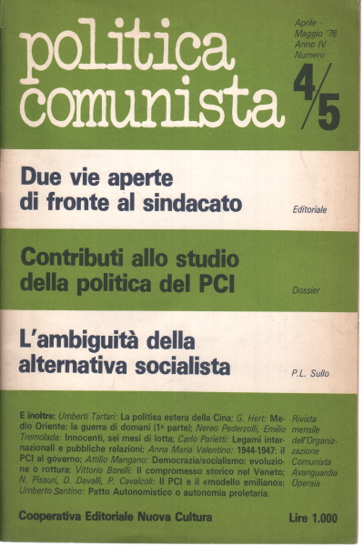 Politica comunista n.4/5 aprile-maggio 1976, AA.VV.