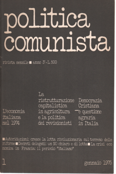 Politica comunista n.1 gennaio 1975, AA.VV.