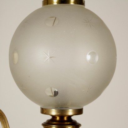 lampada, lampada da terra, lampada da terra 900, lampada con sfere in vetro, lampada in ottone, lampada inizi 900, lampada primi 900, di mano in mano, anticonline