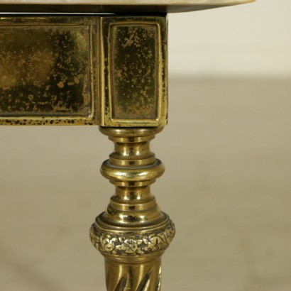 Italian Vintage Brass Coffee Table With Marble, 1960s