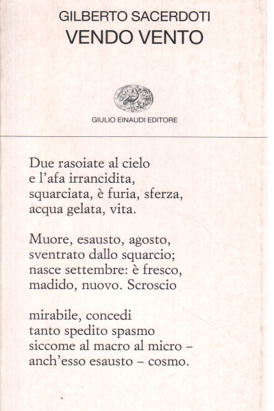 Vendo Vento Gilberto Sacerdoti Poesia Italiana Poesia Libreria Dimanoinmano It