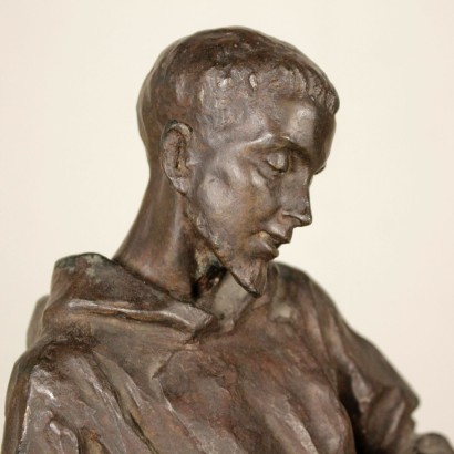 di mano in mano, scultura in bronzo, scultura san francesco, scultura santo, Giuseppe Siccardi, scultura antica, scultura antiquariato, scultura italia, scultura 900, scultura anni 40