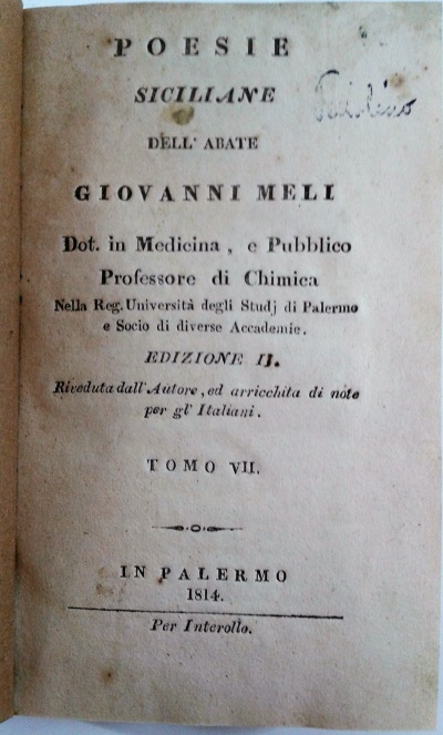 Poems Of The Sicilian Dell Abate Giovanni Meli Tomo Vii Giovanni Meli Poesia Italiana Poetry Library Dimanoinmano It