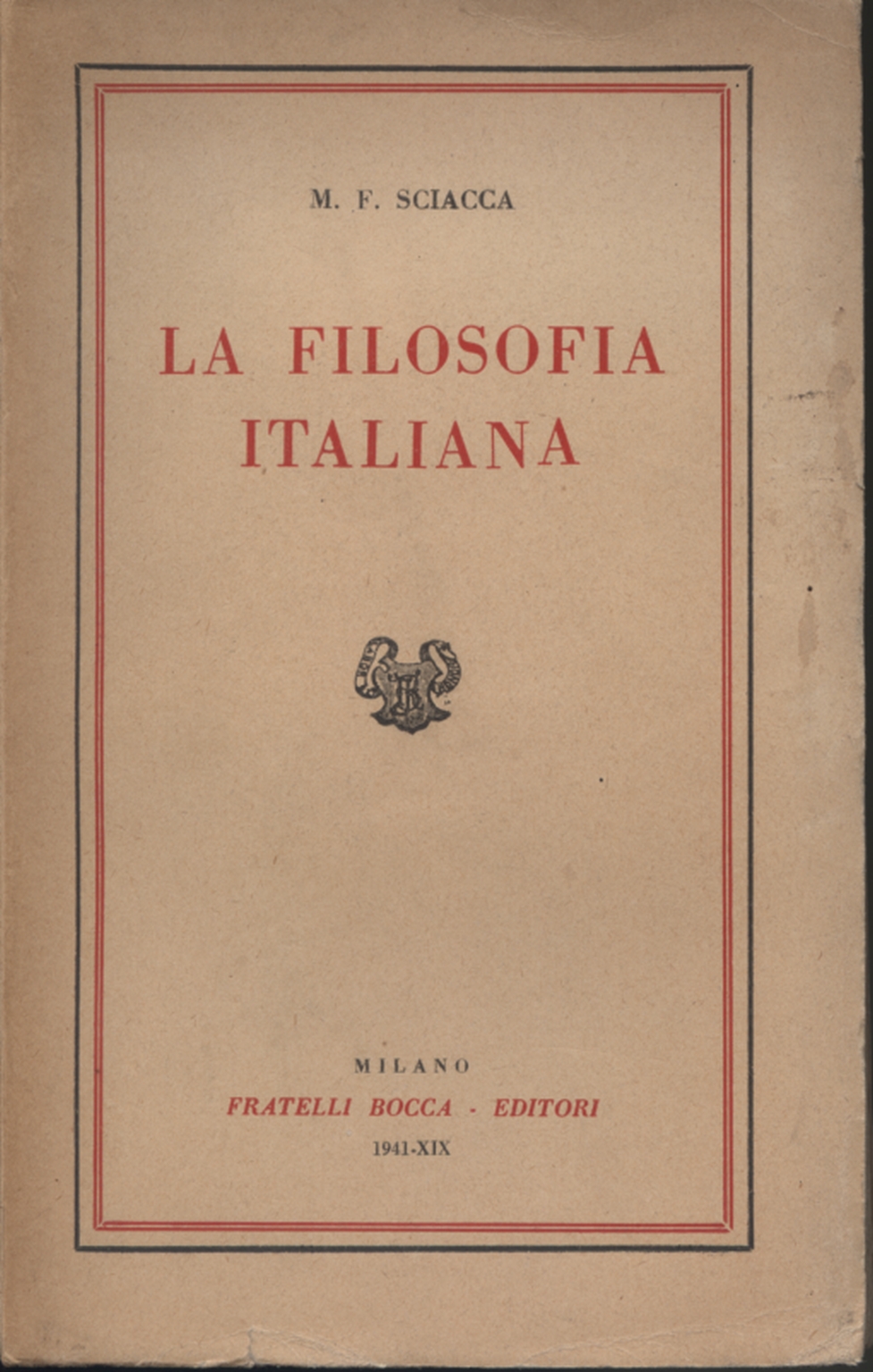 La filosofia italiana, Michele Federico Sciacca