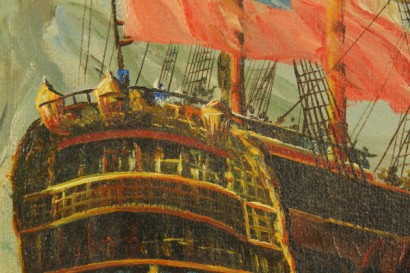 900 art, 20th-century art, marina, ships, warships, flags of English colony, English colonies, warships of the English colonies