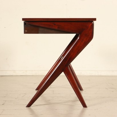 Writing Desk Solid Mahogany Poplar Vintage Italy 1950s