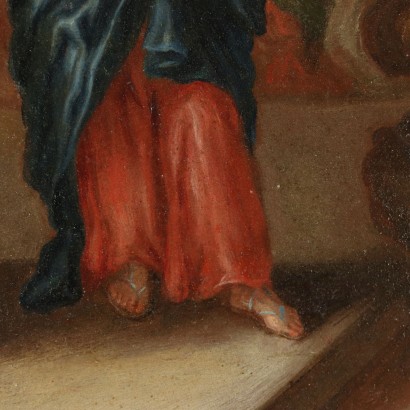 Saint Helen Having a Vision Oil Painting on Copper 17th Century