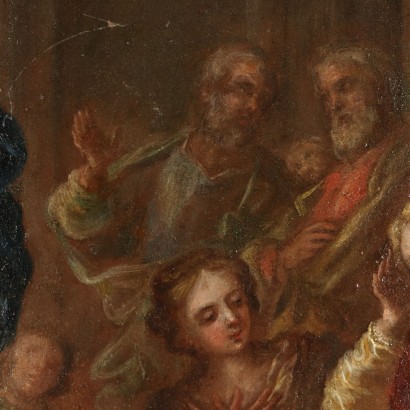 Saint Helen Having a Vision Oil Painting on Copper 17th Century