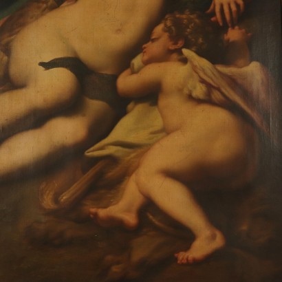 Venus and Cupid spied by a Satyr Painting 18th Century