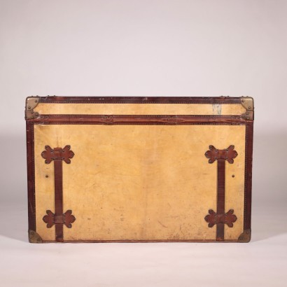 Vintage Malle Courrier Parchment Trunk Paris France 1910s-1920s