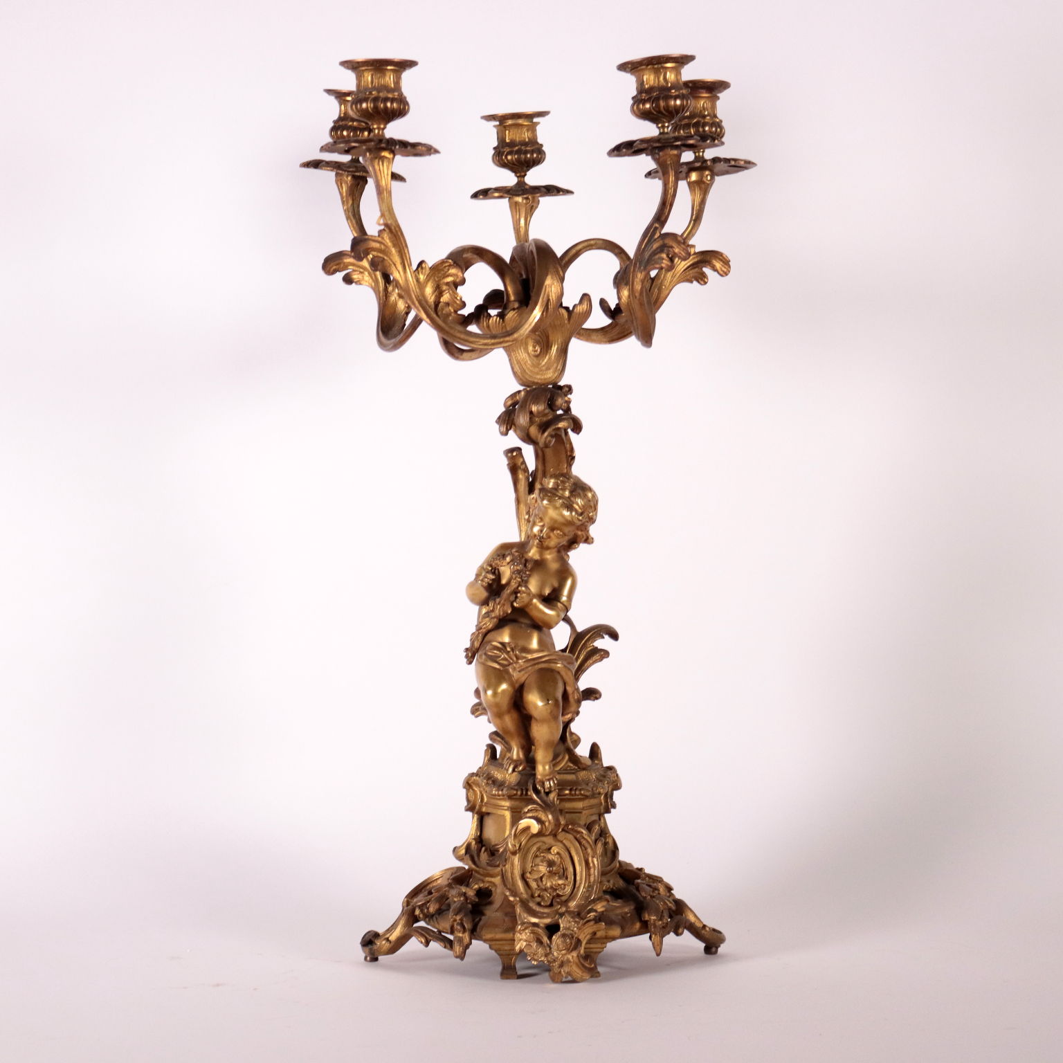 Candelabro in Bronzo Dorato, Antiquariato, Oggettistica