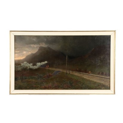 Alfonso Simonetti,Paesaggio all'alba con treno,Alfonso Simonetti,Alfonso Simonetti,Alfonso Simonetti,Alfonso Simonetti