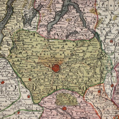 Map of the Duchy of Milan by J. H. Homann Germany XVIII C