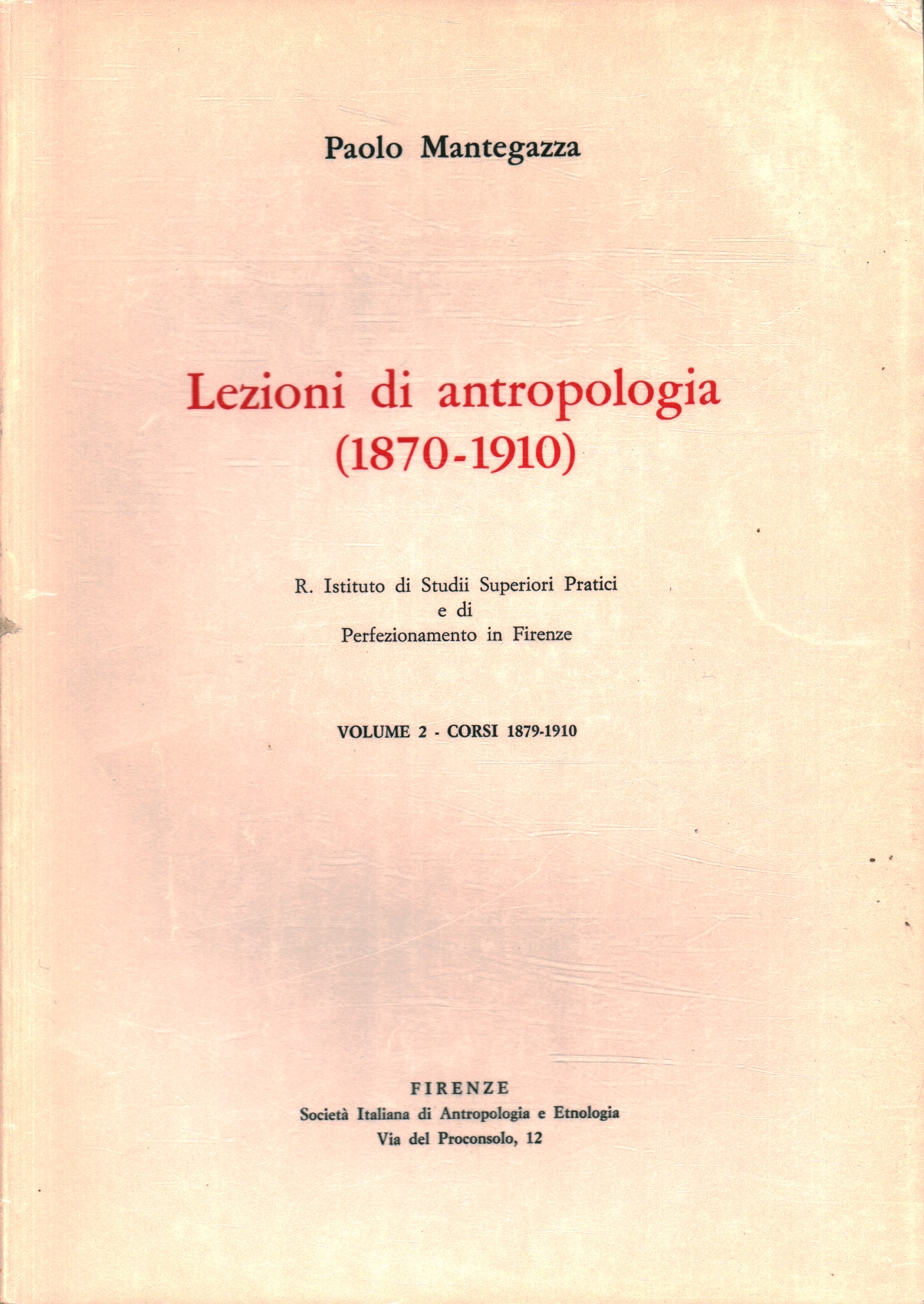 Paolo Mantegazza usato Archivio per l antropologia e la