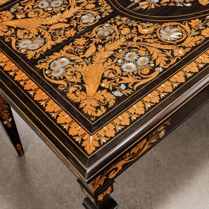 Inlaid Table Attr. to Luigi and Angiolo Falcini Chestnut - Italy XIX C