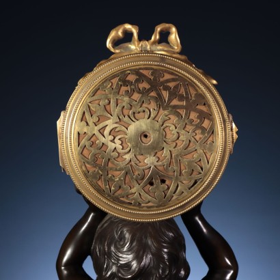 antiquariato, orologio, antiquariato orologio, orologio antico, orologio antico italiano, orologio di antiquariato, orologio neoclassico, orologio del 800, orologio a pendolo, orologio da parete,Trittico con Orologio e Coppia di Cand