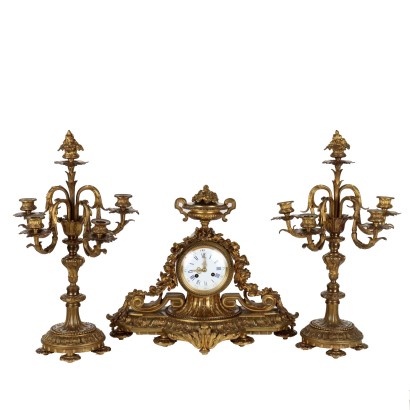 Clock Triptych Bronze France XIX Century