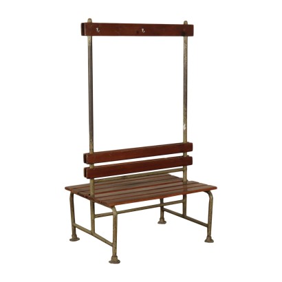 Banc de Vestiaire Vintage Métal Bois Italie des Années 1960