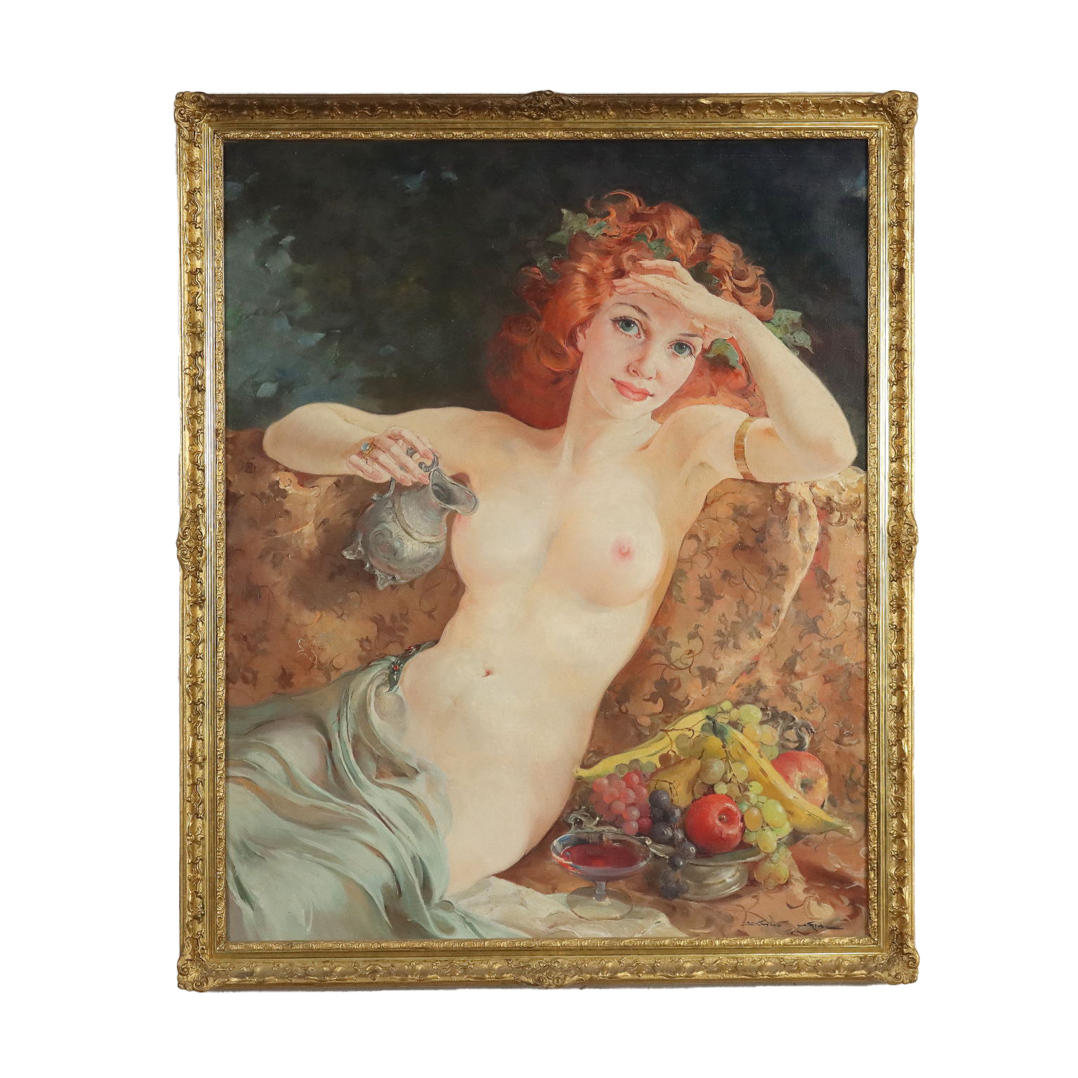 Maria Szantho Oil on Canvas Hungary XX Century, Female Figure with Fruit,  Art, 20th Century, dimanoinmano.it