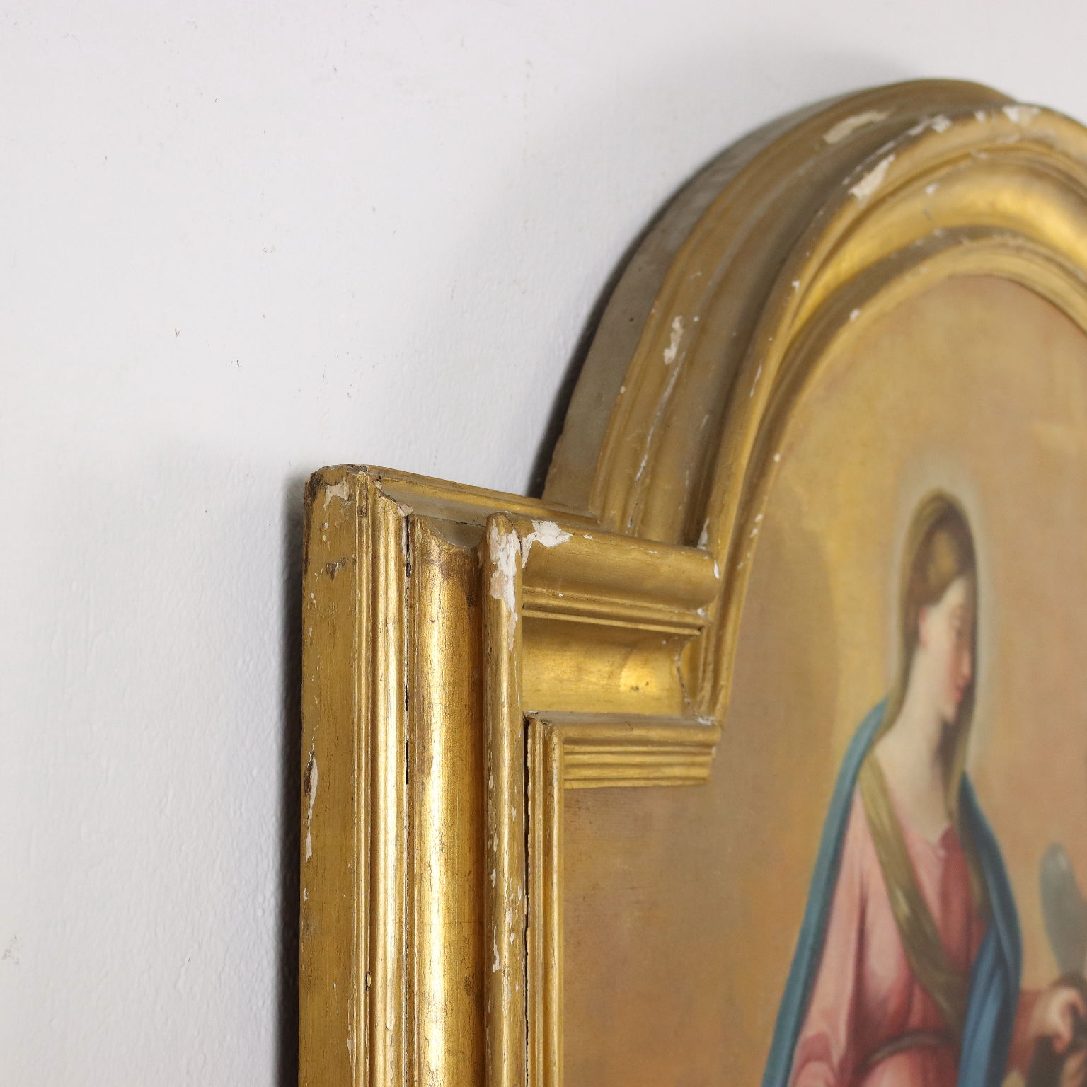 Complementi d'arredo, Legno, Quadro olio su tela BELLISSIMO ANGELI SCENA  BIBLICA '800 foglia oro 145 cm x 205 cm