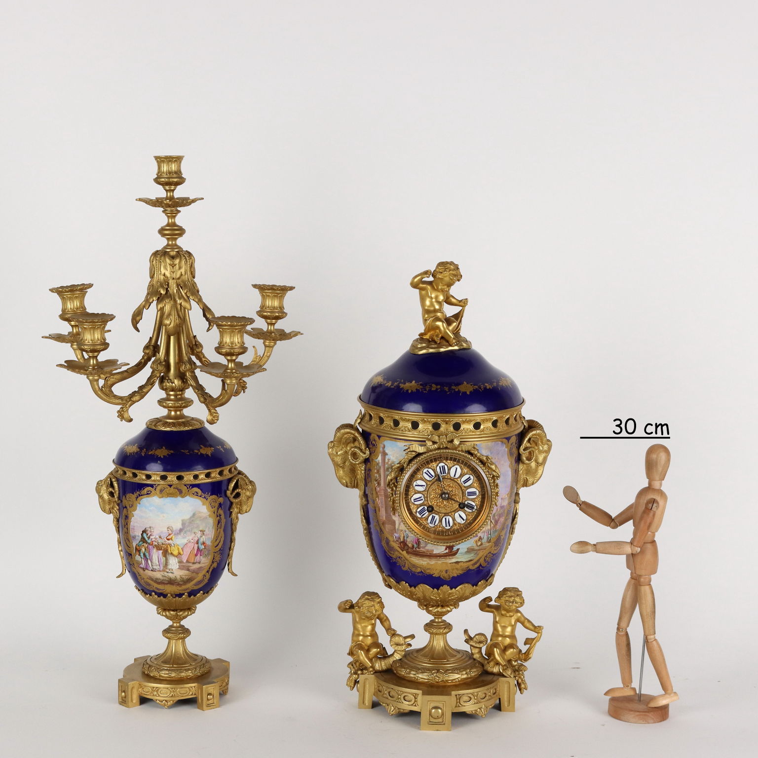 Trittico Orologio in Bronzo Dorato e Porcellana di Sevres, Francia  Napoleone III, Antiquariato, Oggettistica