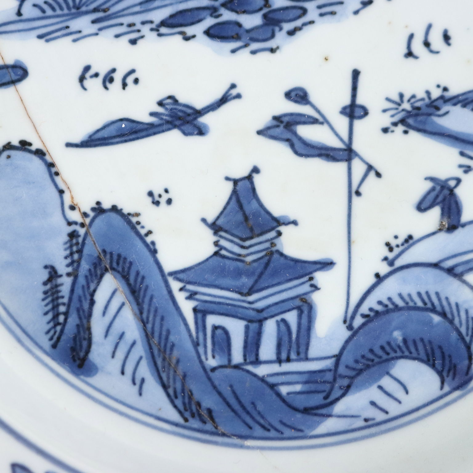 Piatto Antico Porcellana Decorato Chinoiserie Europa '800 Ceramiche