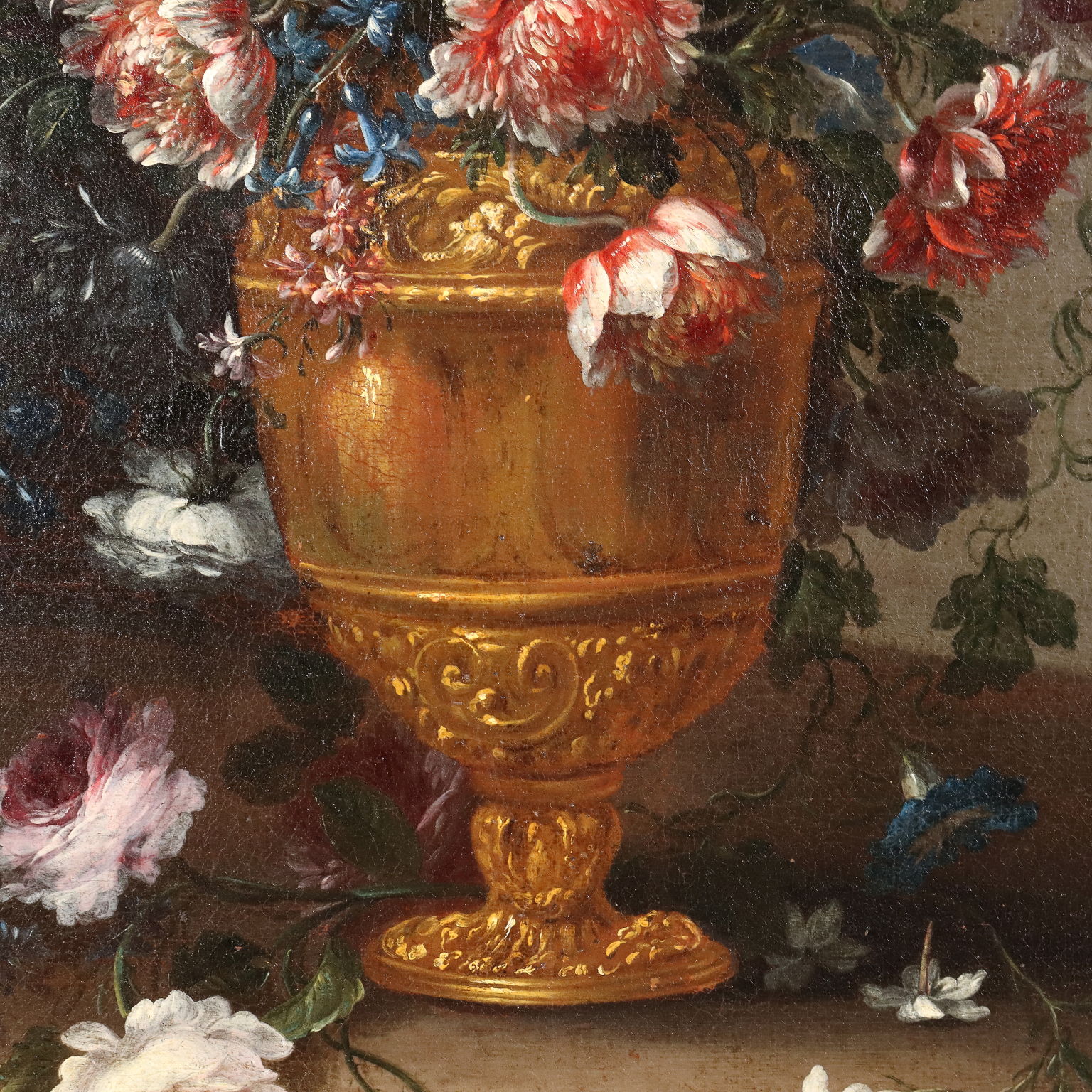 Natura Morta con Fiori in Vaso dorato, Arte, Pittura antica