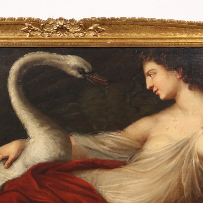 Leda und der Schwan Öl auf Leinwand Italien XX Jhd