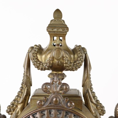 Table Clock with Candelabra Bronze France XIX Century