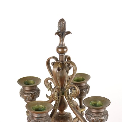 Table Clock with Candelabra Bronze France XIX Century