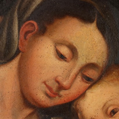 Vierge à l\'Enfant Huile sur Toile Italie XVIIe Siècle