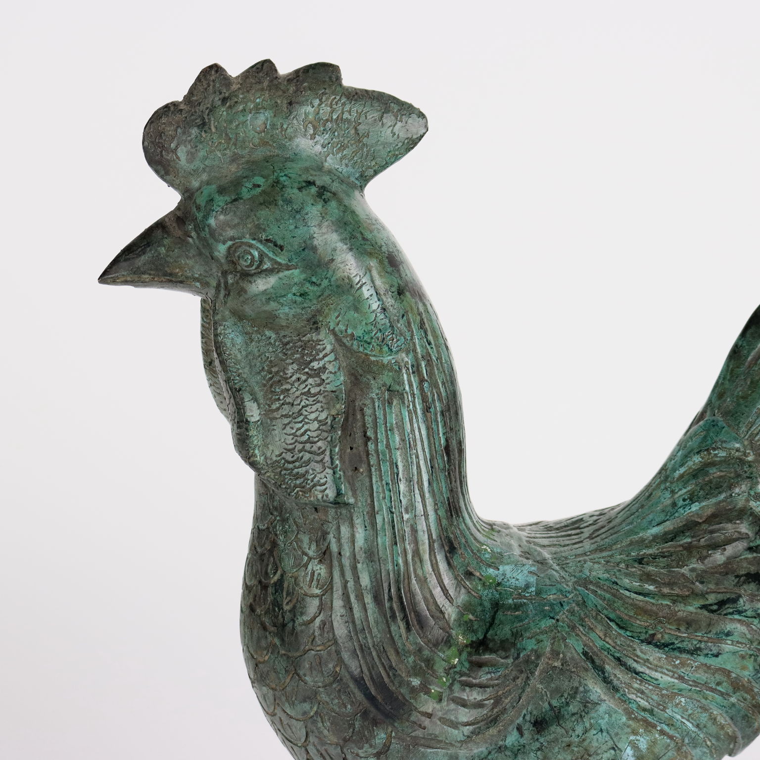 Scultura Gallo In Bronzo Patinato Antiquariato Bronzi Antichi