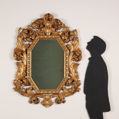 Miroir Style Baroque Bois Doré Italie XXe Siècle