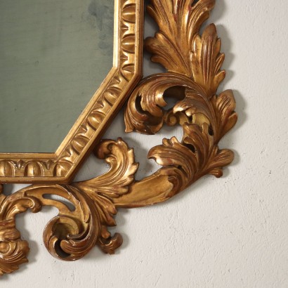 Miroir Style Baroque Bois Doré Italie XXe Siècle