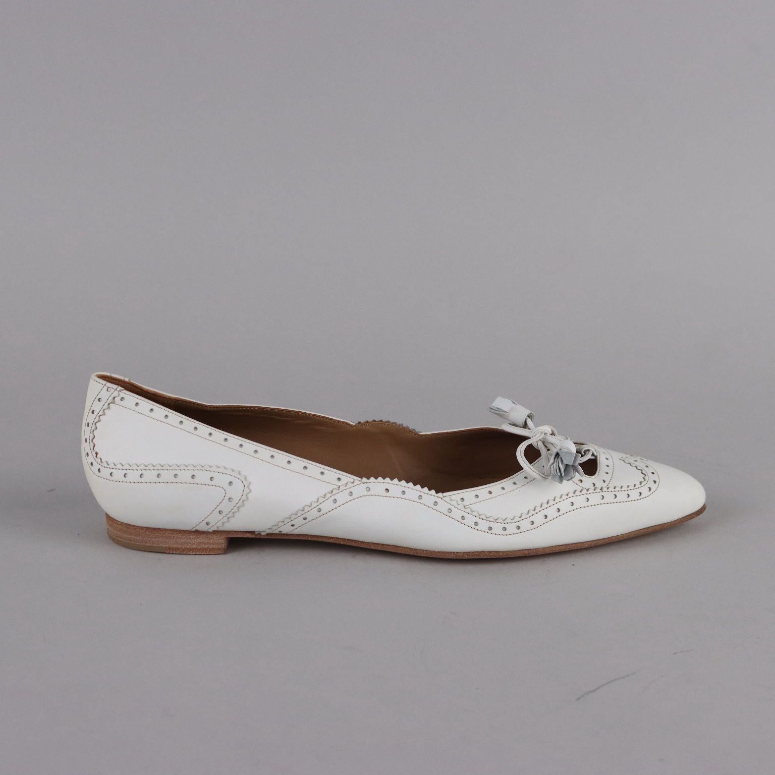 Second Hand Hermès Ballerina Shoes White Leather US Size 9 France