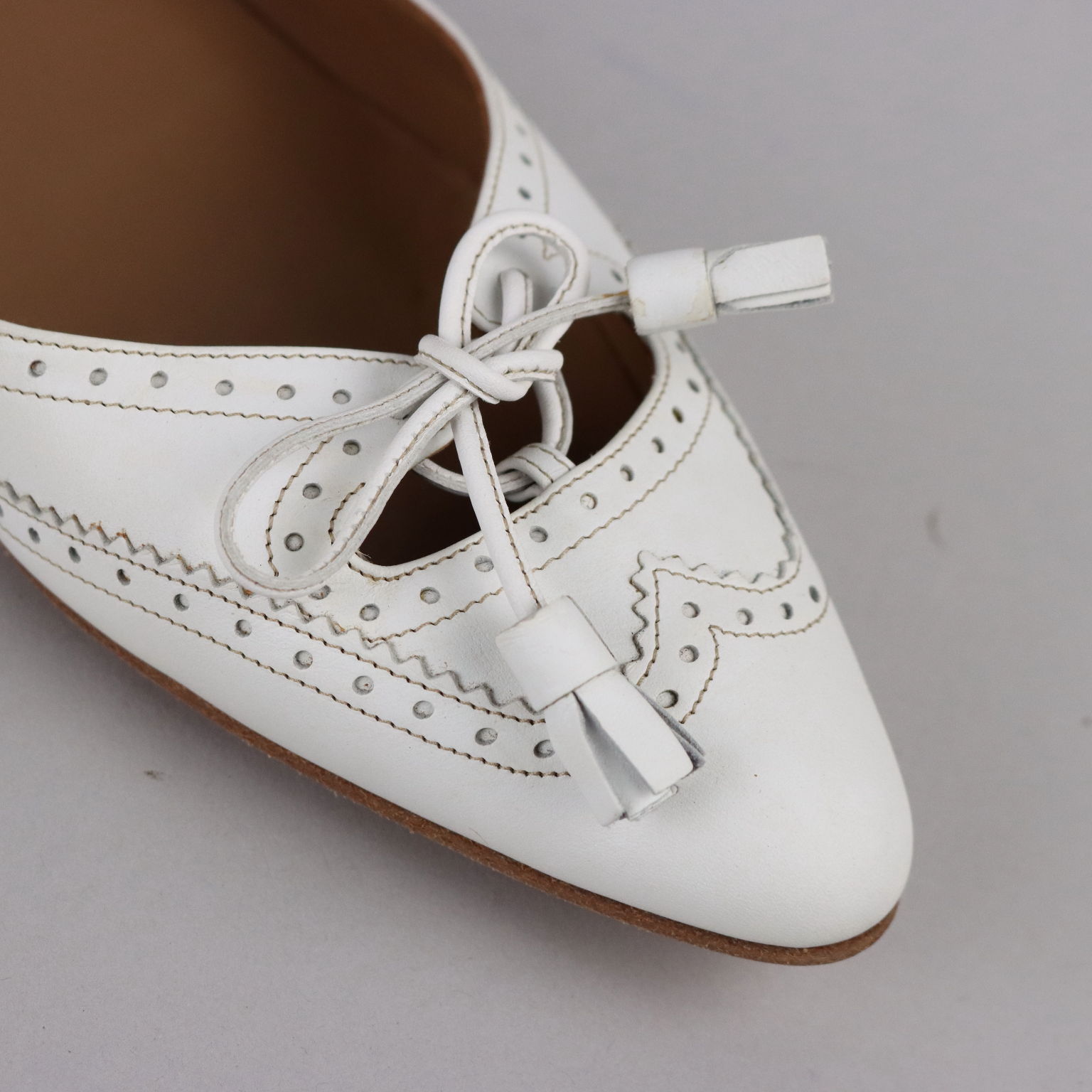 Second Hand Hermès Ballerina Shoes White Leather US Size 9 France